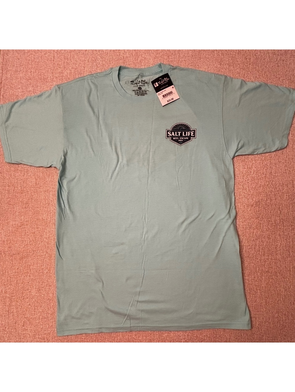 Salt Life Live Salty Men’s Reel Escape Crewneck T-Shirt Teal Size Large